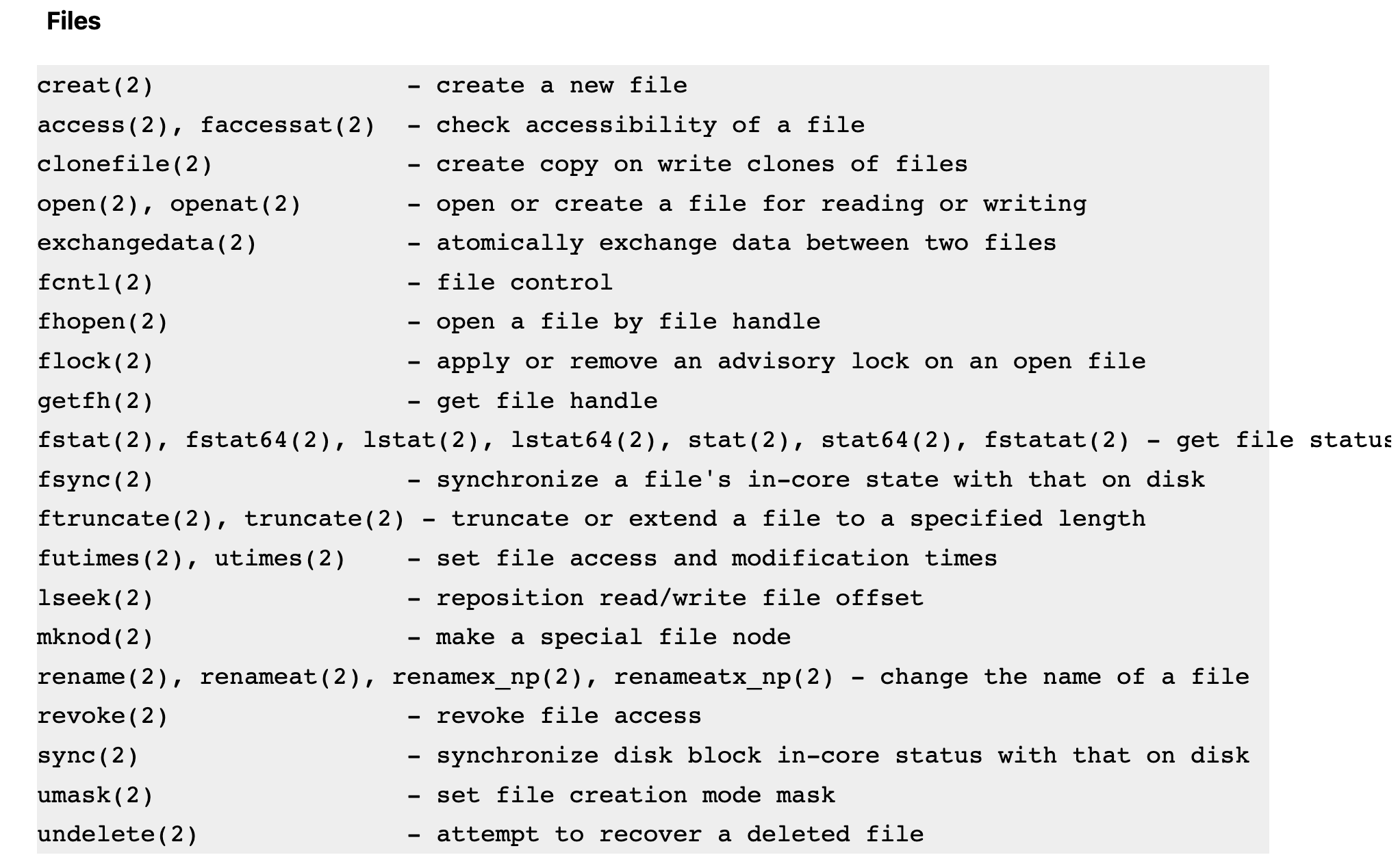 Systemkall i macOS for filadmin